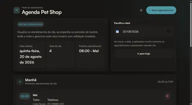 Tela do projeto Agenda Pet Shop.