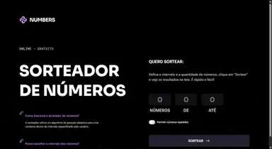 Tela do projeto Sorteador de Números.